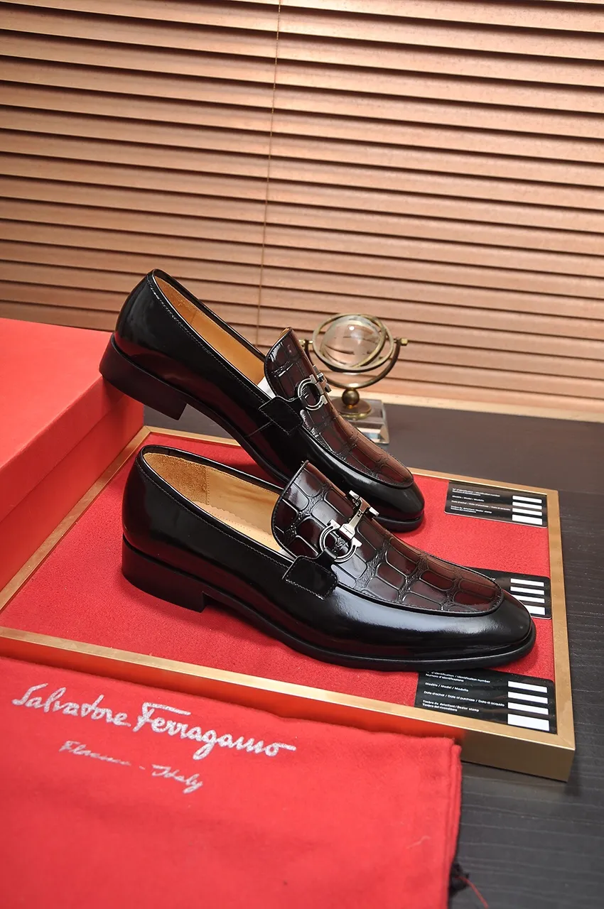 Men's shoes 💰500💶[Ferragamo/Ferragamo] The latest model from the counter. Original imported high-quality cowhide with open sides + imported 🐂 cowhide lining, original luxury metal buckle + original combination outsole. Comparative and stress-free 38--45 (customized for 45)